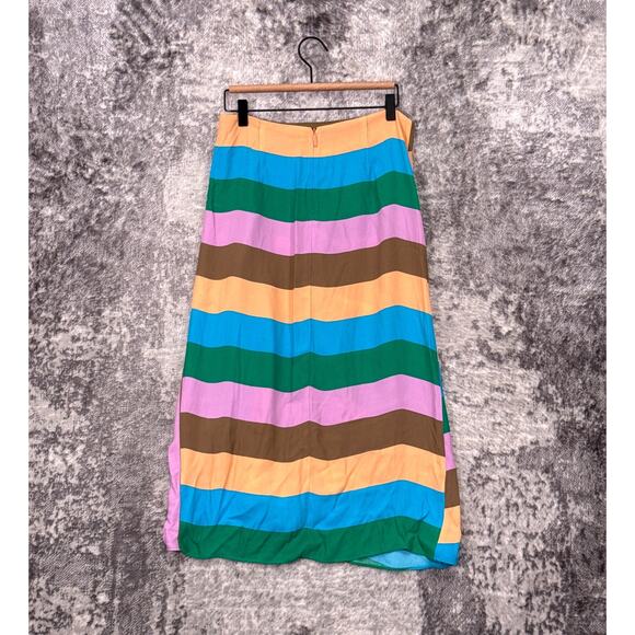 Tibi Skirt 8 Womens Midi / Maxi Colorful Striped Ruched - Picture 2 of 7